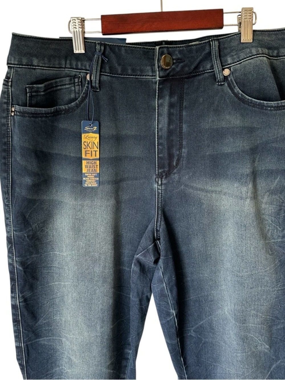 Seven7 Luxury Slim Fit High Waist Super Soft Jeans Womens Size 16 Stretch Denim - Picture 4 of 10